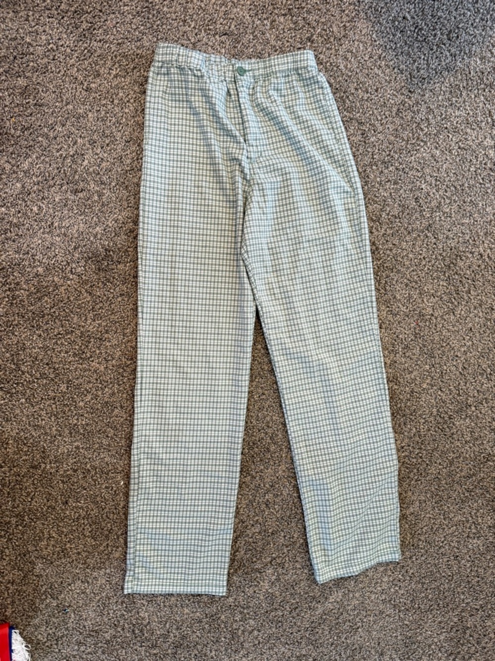 Brandy Melville Light Green Checked Chino Pants